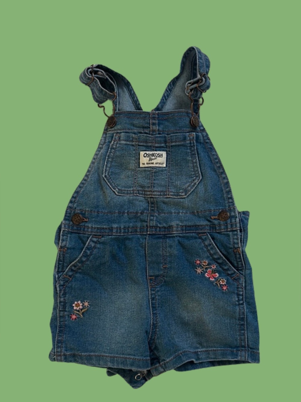 OSHKOSH B’GOSH Floral Embroidered Denim Overalls $21 SIZE 18 MONTHS Spring Gift